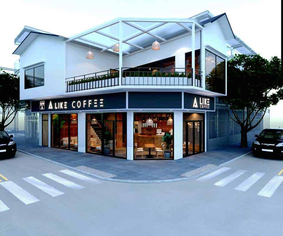 Thiết kế quán cafe có 2 mặt tiền
