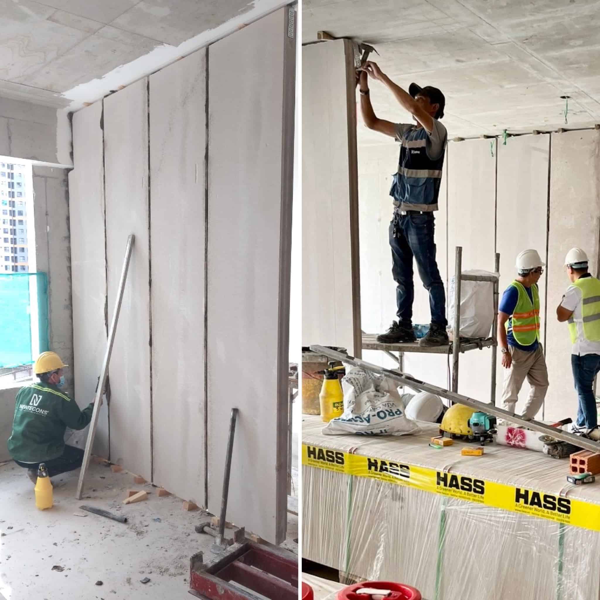 Tấm bê tông nhẹ ALC của HASS đang được lắp ở dự án AKARI City